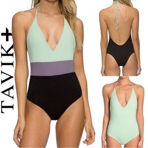 Tavik Swimwear Reversible Mint Green and Black One Piece